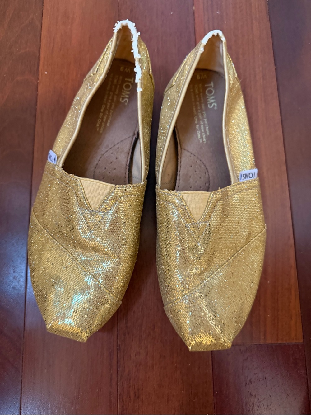 Toms Gold Glitter Classic Slip-On Flats